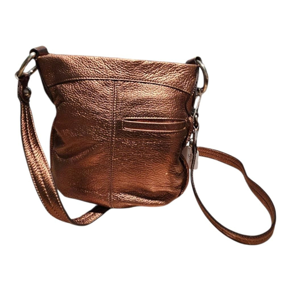 B. Makowsky Metallic Bronze Genuine Leather Crossbody Bag – Silver Hardware - Picture 4 of 8